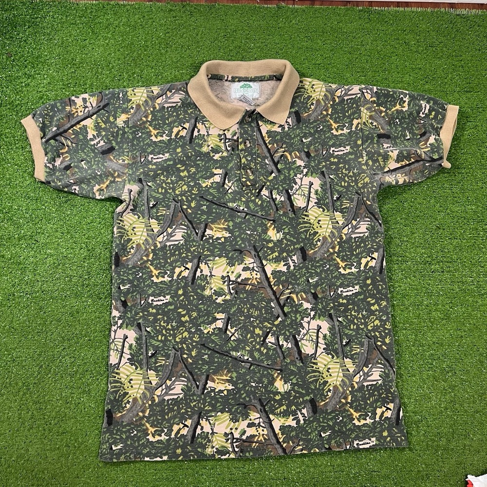 Vintage Bushlan Camo Polo MED. South Texas Patter Shirt Gore-Tex Made USA